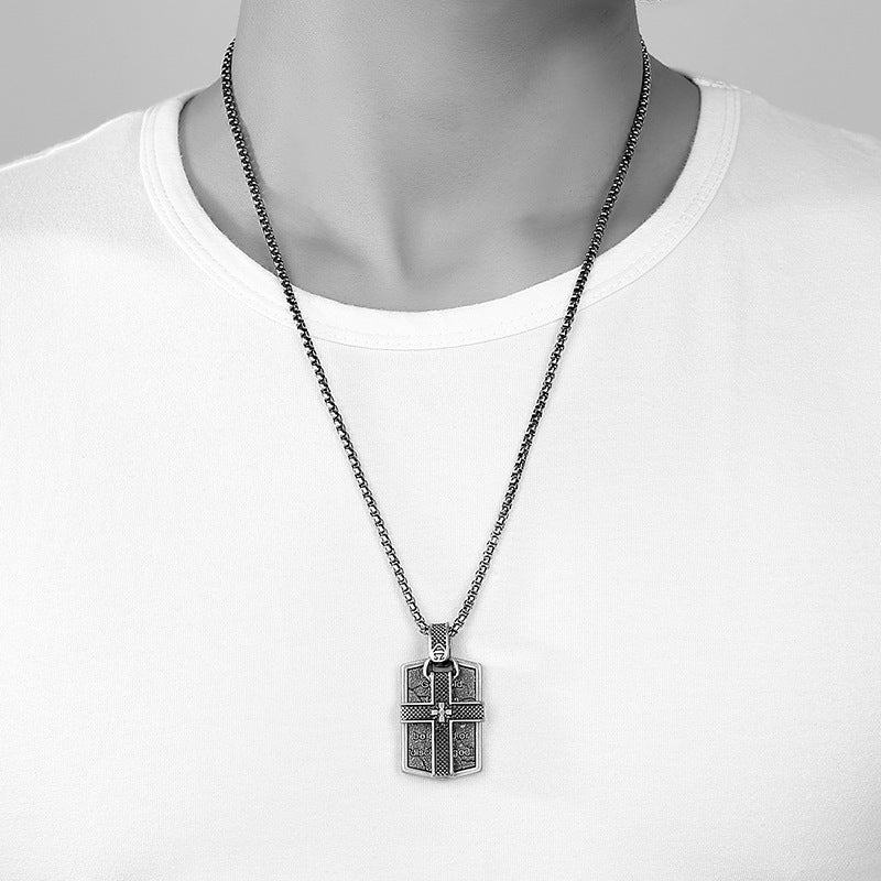 Cross & Shield Pendant Necklace