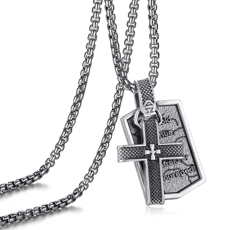 Cross &amp; Shield Pendant Necklace